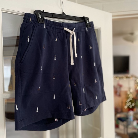 Knit J. Crew Drawstring Sweatpants Shorts w. Nautical embroidery - Picture 1 of 3